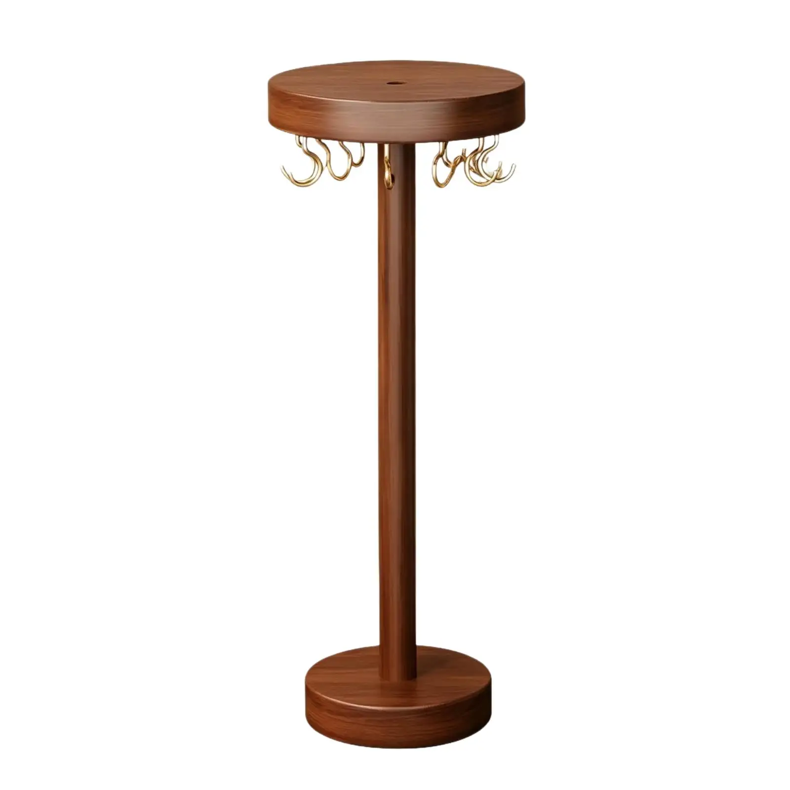 Wooden Necklace Display Stand for Jewelry Organizer Storage Rack with Gold Tone Metal Post and Hanging Hooks for Earrings - view 2