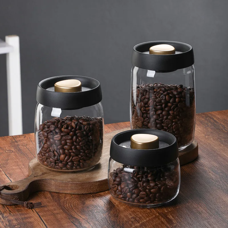 Glass coffee bean storage jar vacuum storage box sealed jar tea jar borosilicate glass bottle