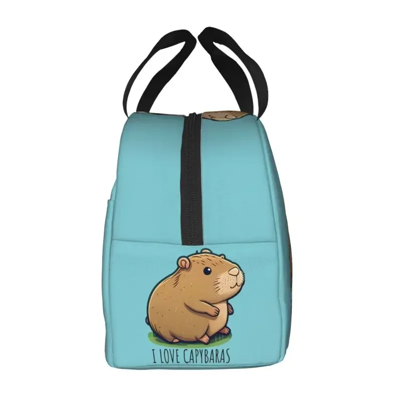 I Love Capybara Insulated Lunch Bag Animal Giant Cavy Portable Thermal Cooler Lunch Box Women Kids Food Container Tote Bags