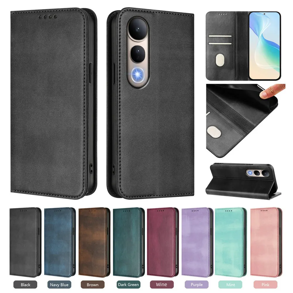 

Flip Case For Vivo V60 Lite 5G 2025 RFID Blocking Leather Wallet Funda For Vivo V50 Lite V50E V60 Magnetic Cover Shockproof