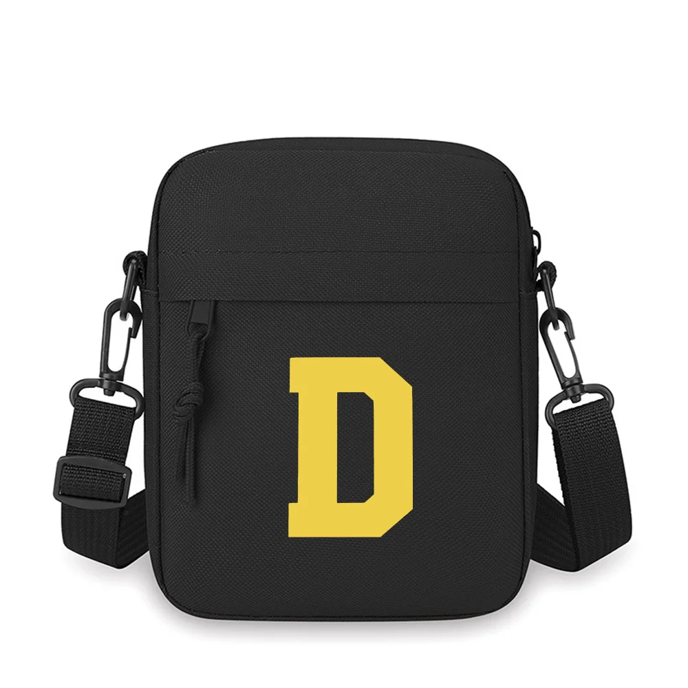 Letter D geometric shape yellow block Men Crossbody Bag Single Shoulder Women Cartoon Anime Film Printing Design Unisex