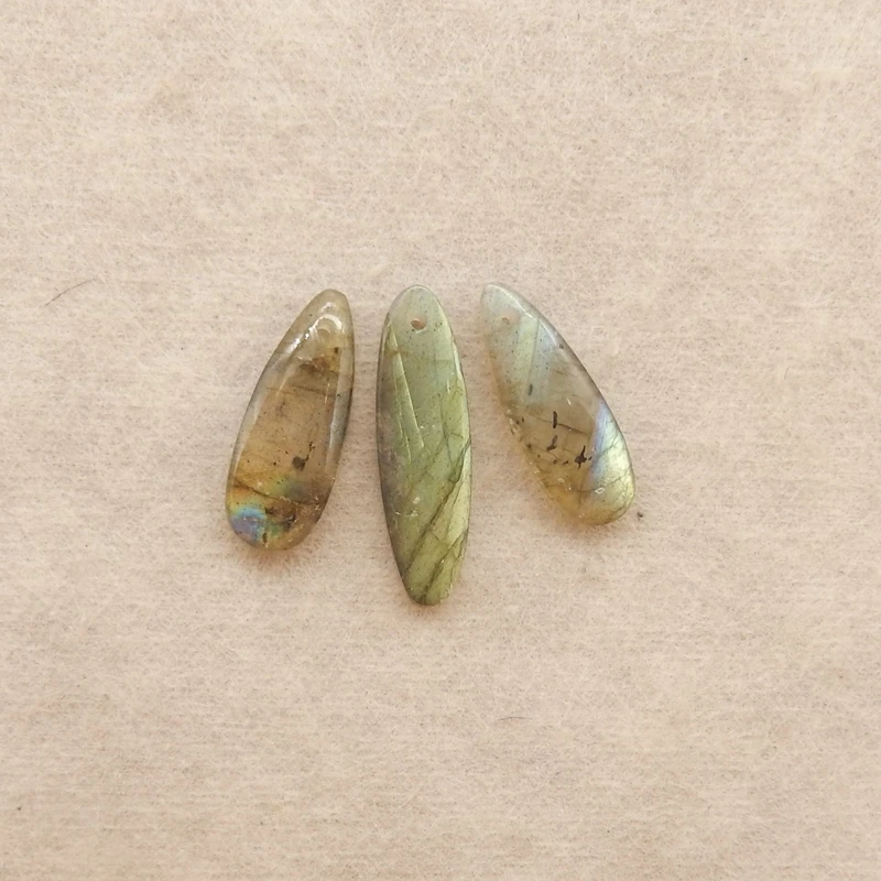 

3 шт., серьги из натурального камня, лабрадорит, бусины, аксессуары для самостоятельного изготовления ювелирных изделий, 19x7x4 мм, 23x7x3 мм, 2,7 г, разные размеры