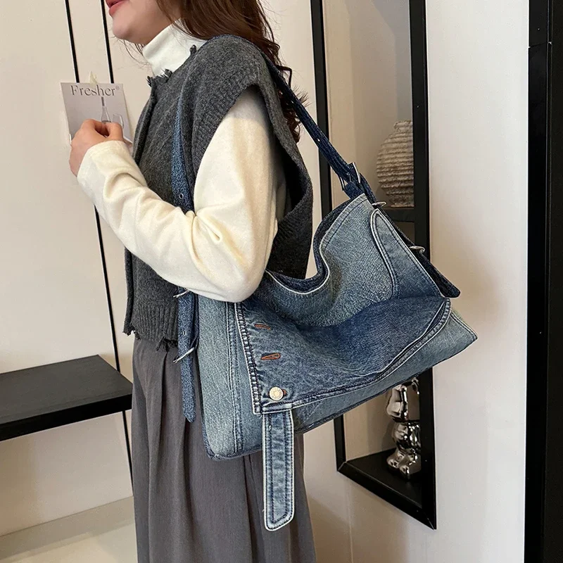 Denim bag women new fashion casual shoulder bag designer  large capacity Tote Bag female handbags class commuting crossbody bags