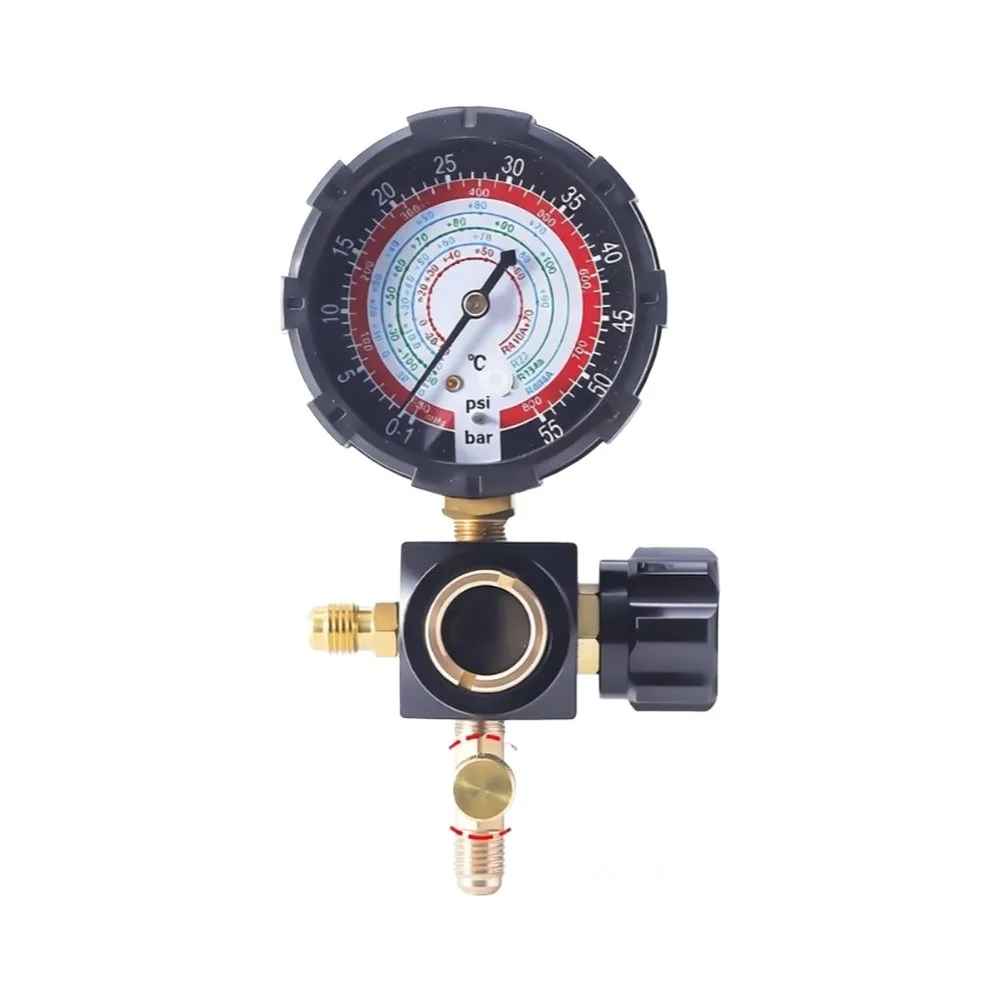 Refrigerant Charging Gauge for R410A For R32 R22 R404A HVAC Systems with Regulating Valve G1/4 Thread ABS Body