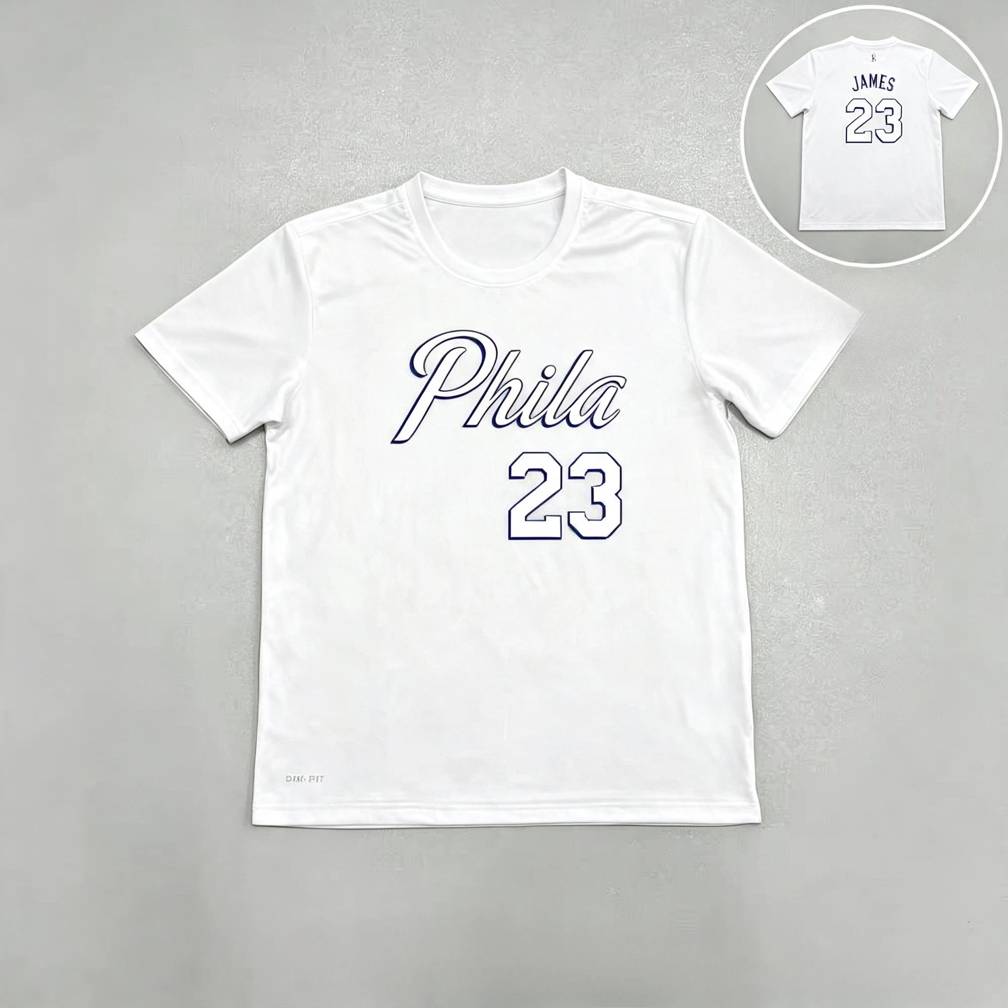 Men Phila LeBron James No.23 Basketball T-shirt Dri Fit Quick Dry Breathable Sports Short Sleeve Casual Fan Training Tee