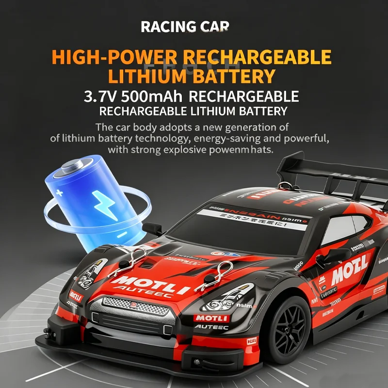 2.4G Remote Control Racing Car 1:24 Scale 4WD High Speed Drift RC Car 20KM/H Replaceable Tires Electric Hobby Toy for Boys Gifts