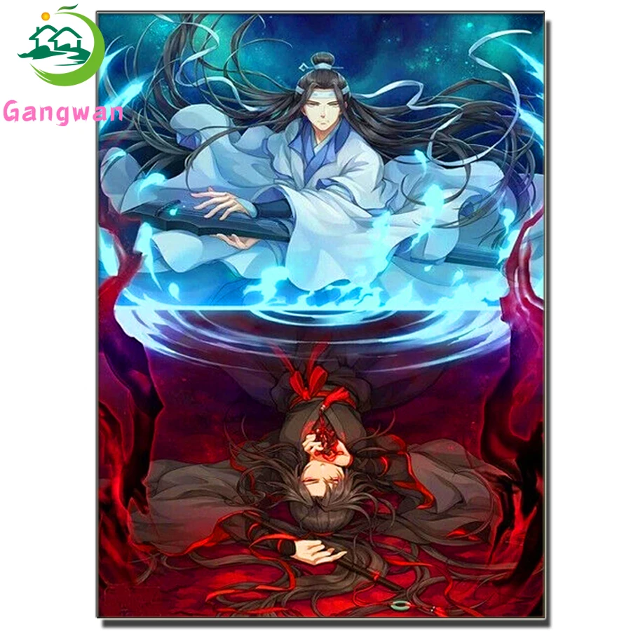 

Diy алмазная живопись Grandmaster Of Demonic Lan Wangji Wei Wuxian, украшение для дома, неразманенная Алмазная мозаика из аниме МО дао ЦЗУ Ши