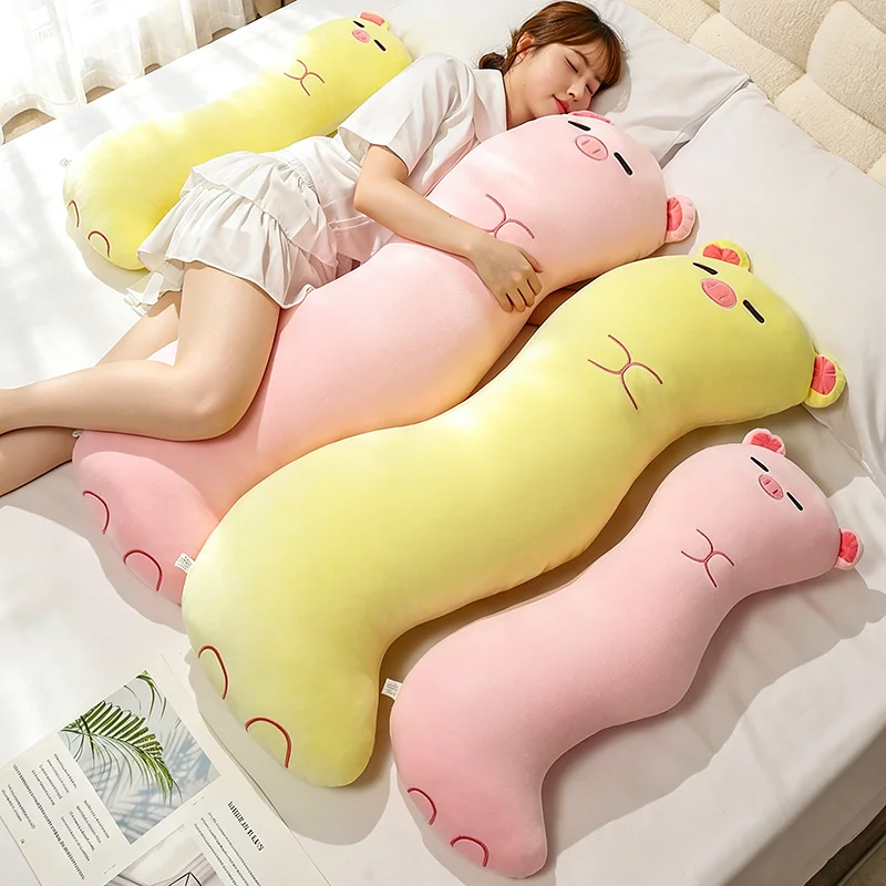 Pig Plush Pillow Multi Size 80cm 120cm Pink Yellow Long Body Hugging Cushion Soft Bedroom Sleep Companion for Bed Rest