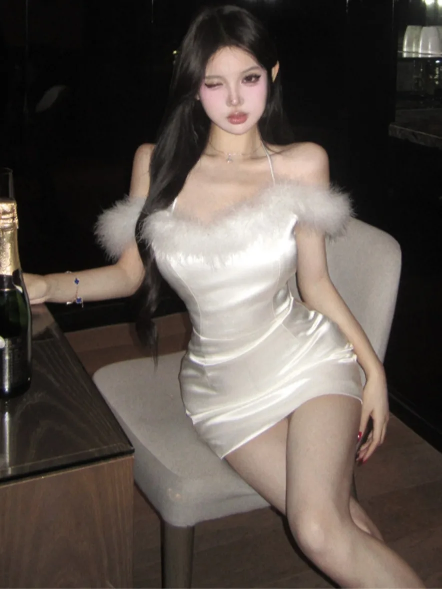 

Pure Desire Sexy Spicy Girl One oulder Satin Dr Birthday Par Slimming Bal Base ort Skirt Women's Faion Dr