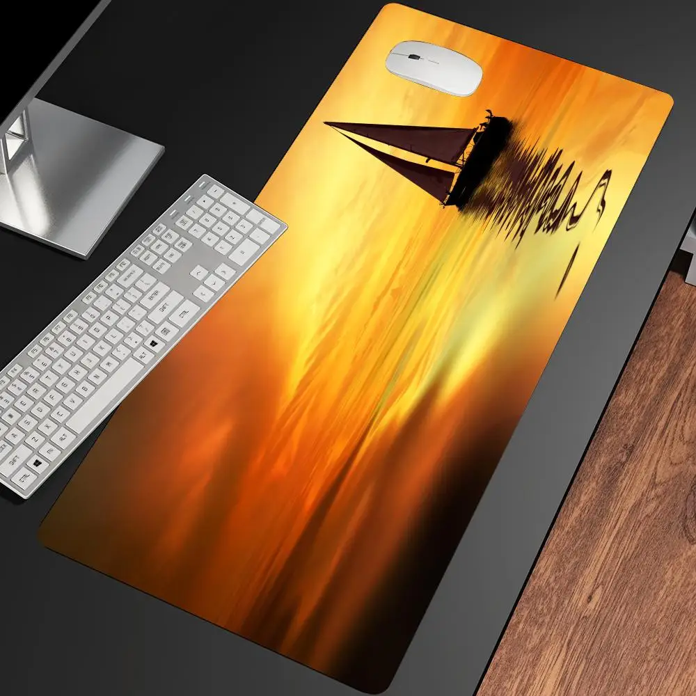 Sunset Glow Sailboat Silhouette Mouse Pad Large Gaming Mats Playmat Office Desk Accessories Carpet Rug Desk Mat Speed Mouse Pads