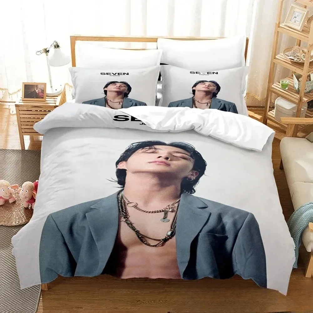 Kpop Jeon Jung Kook альбом комплект постельного белья мягкий пододеяльник с 1/2 шт. подушка Шамс для детей и взрослых пододеяльник из микрофибры