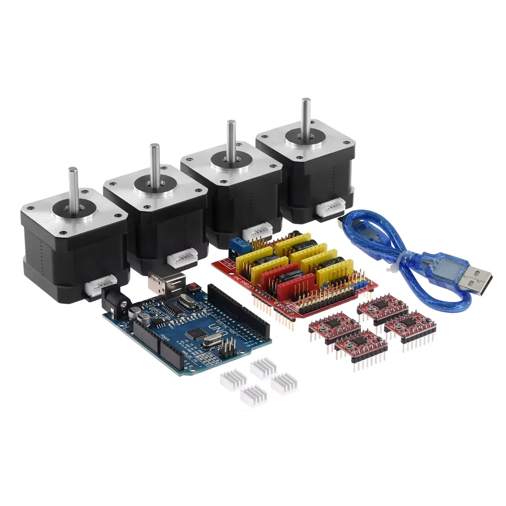 Nema17 stepper motor kit CNC cover v3 expansion board A4988 driver UNO R3 improved version 42 stepper motor 17Hs4401S with wire