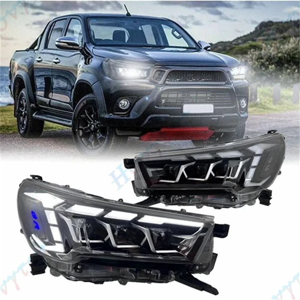 Pair LED Headlights For 2021 2022 2023 Toyota Hilux  Revo Rocco SR LED Headlamps Front Lamps Turn Signal DRL Lights Assembly