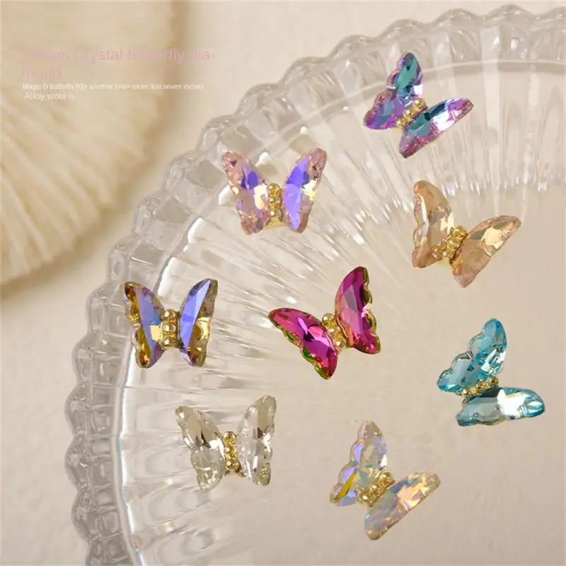 Breloques papillon en cristal 3D pour manucure, 12x10mm, en alliage, biscuits *