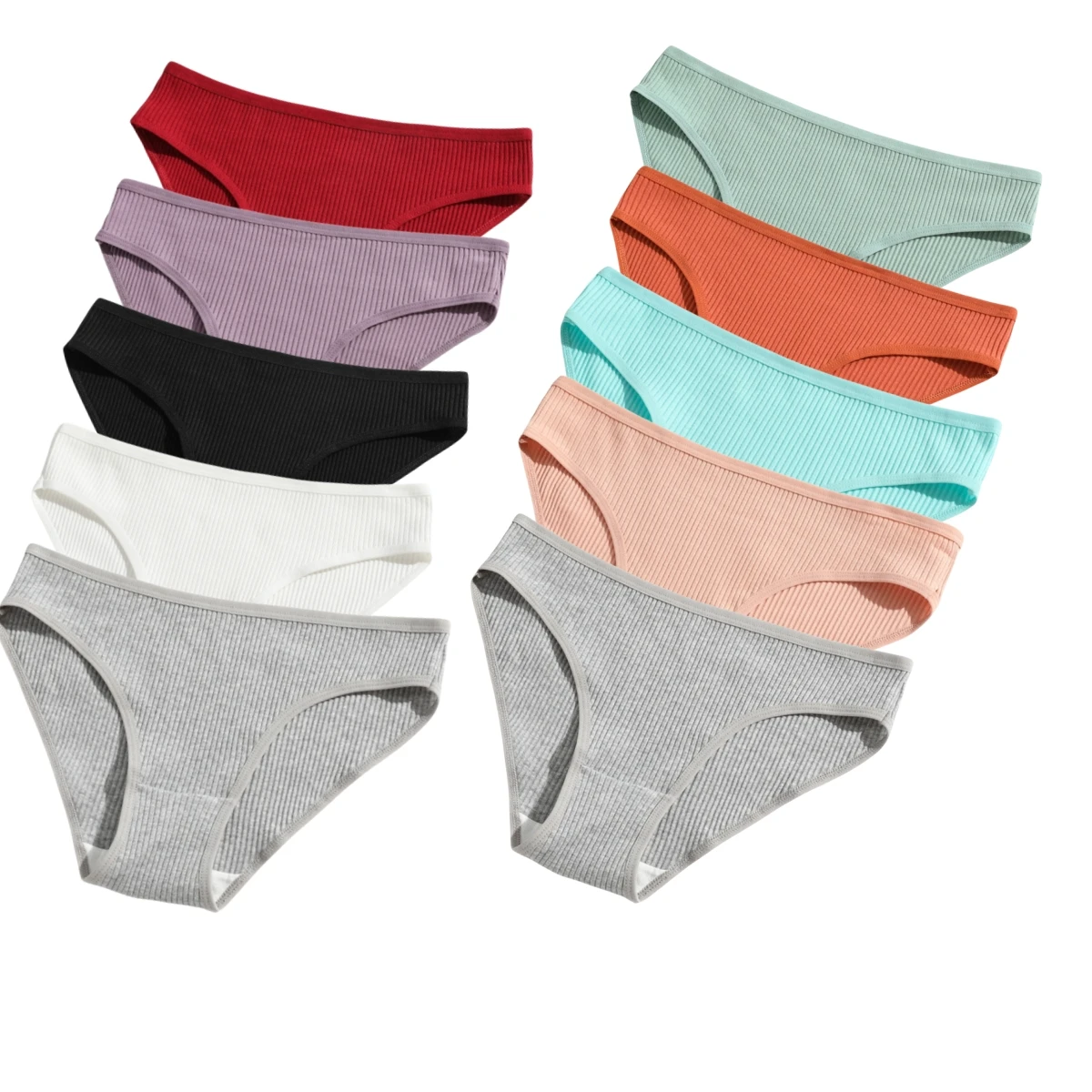 10 Stück/Set Damen Baumwoll-Slips Atmungsaktive Unterhosen Niedrige Taille Slips Sport Einfarbig Weiche Hautfreundliche Unterwäsche Täglicher Gebrauch S-XXL
