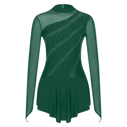 Imagen 2 del producto Vestido de baile moderno lírico para mujer y adulto, traje de competición, leotardos con empalme de malla, Ropa de baile de Ballet gimnástico