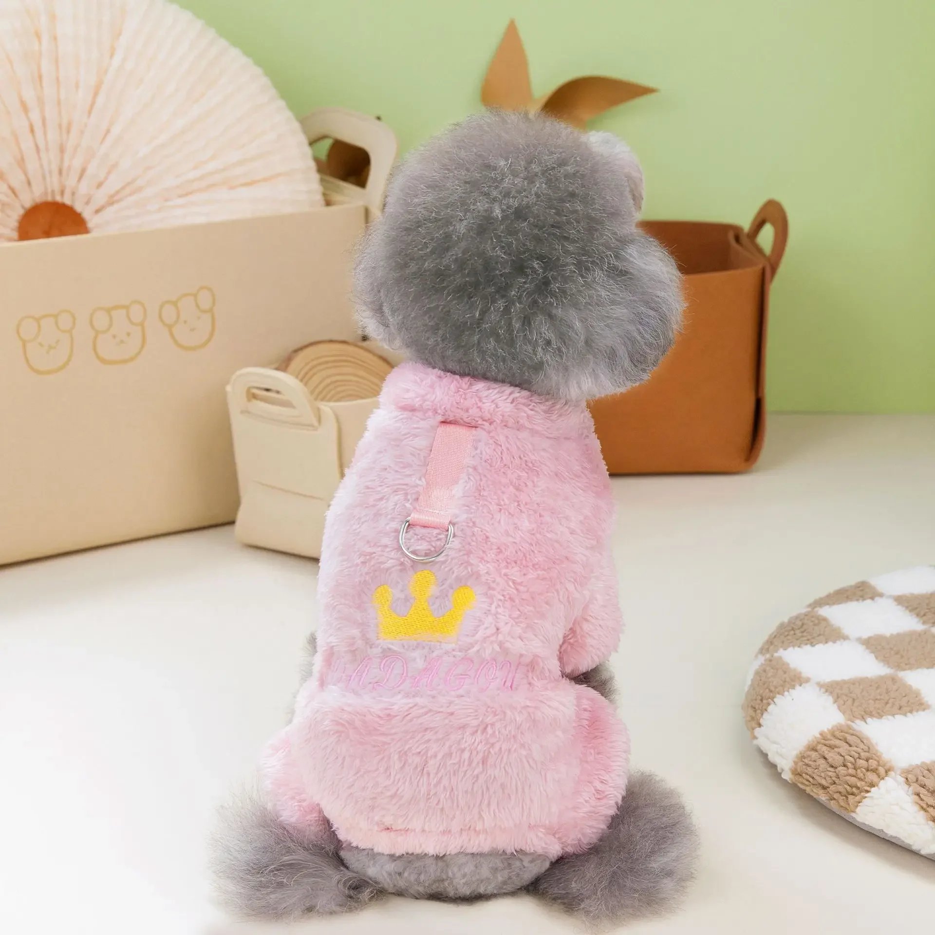 Pet dog clothes winter thickened double-sided velvet teddy bear puppy autumn and winter clothes new four-legged velvet