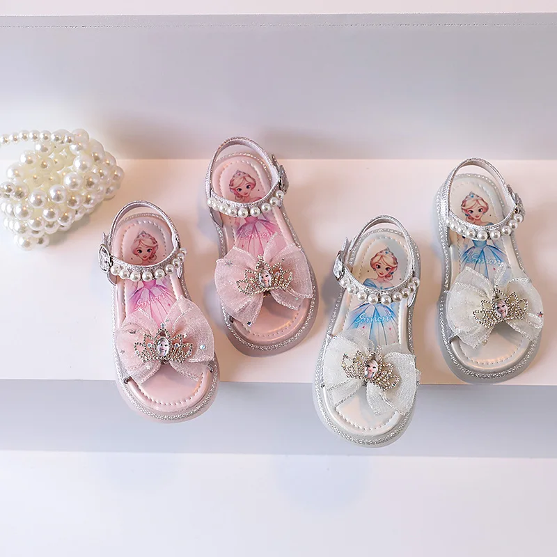 Children Sandals Girls Open Toe Cute Cartoon Princess Sandals Breathable Anti-slip Casual Sandals Size 21-30