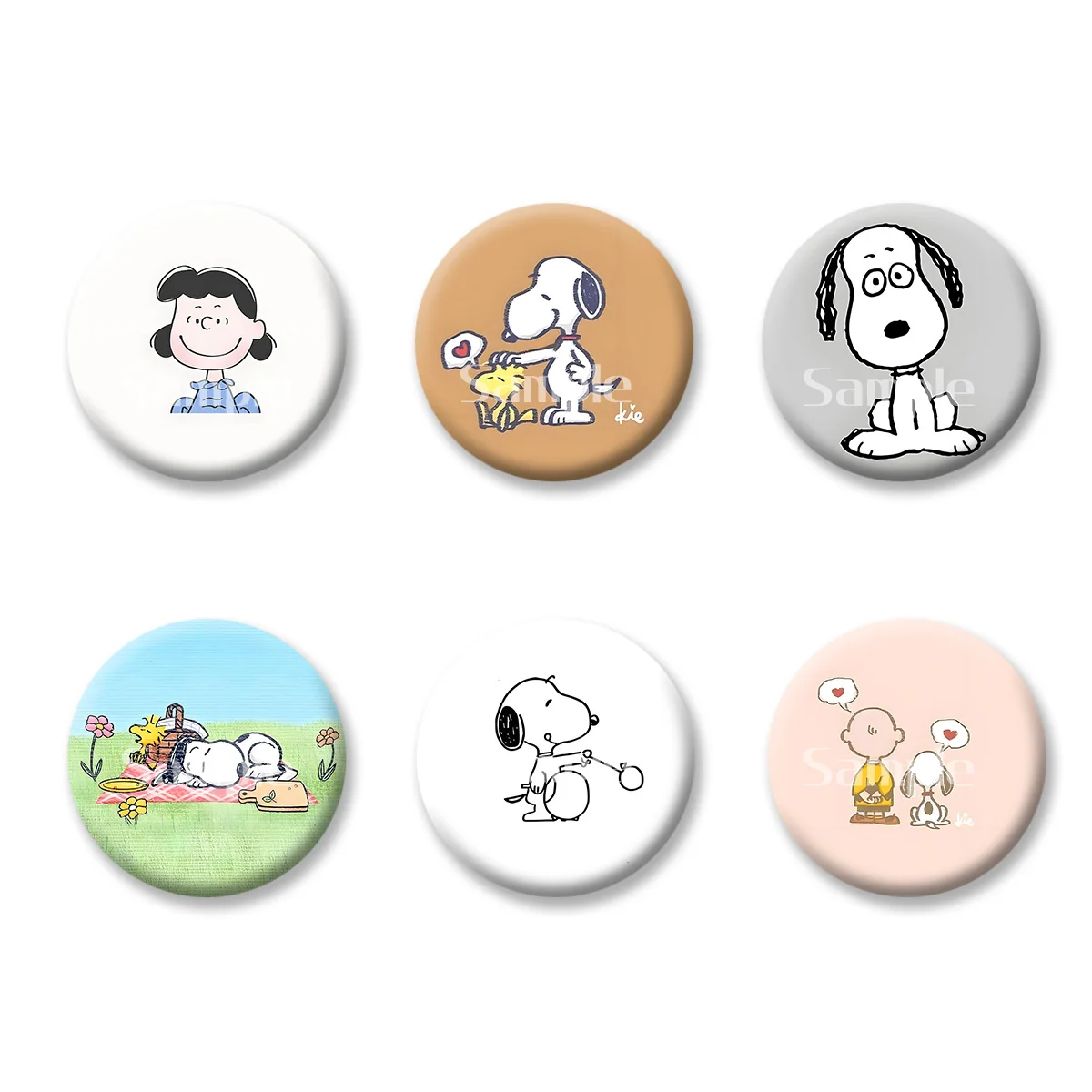 

Flash Badge Cards Snoopy Anime Cartoon Souvenir Girl Keychains Convenient Makeup Mirror Fridge Magnet ACG Accessories