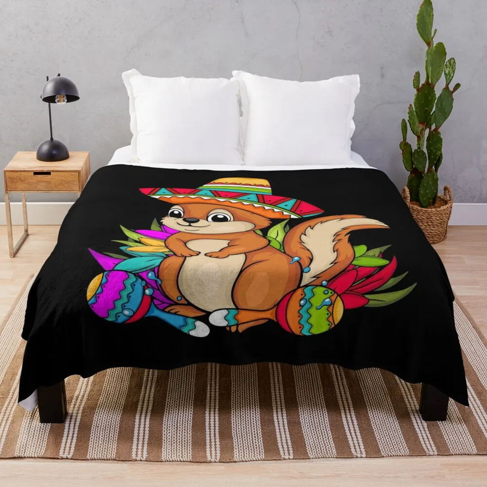 Mecixan Squirrel Sombrero Macara Cinco De Mayo Throw Blanket christmas decoration Baby bed plaid blankets and throws Blankets