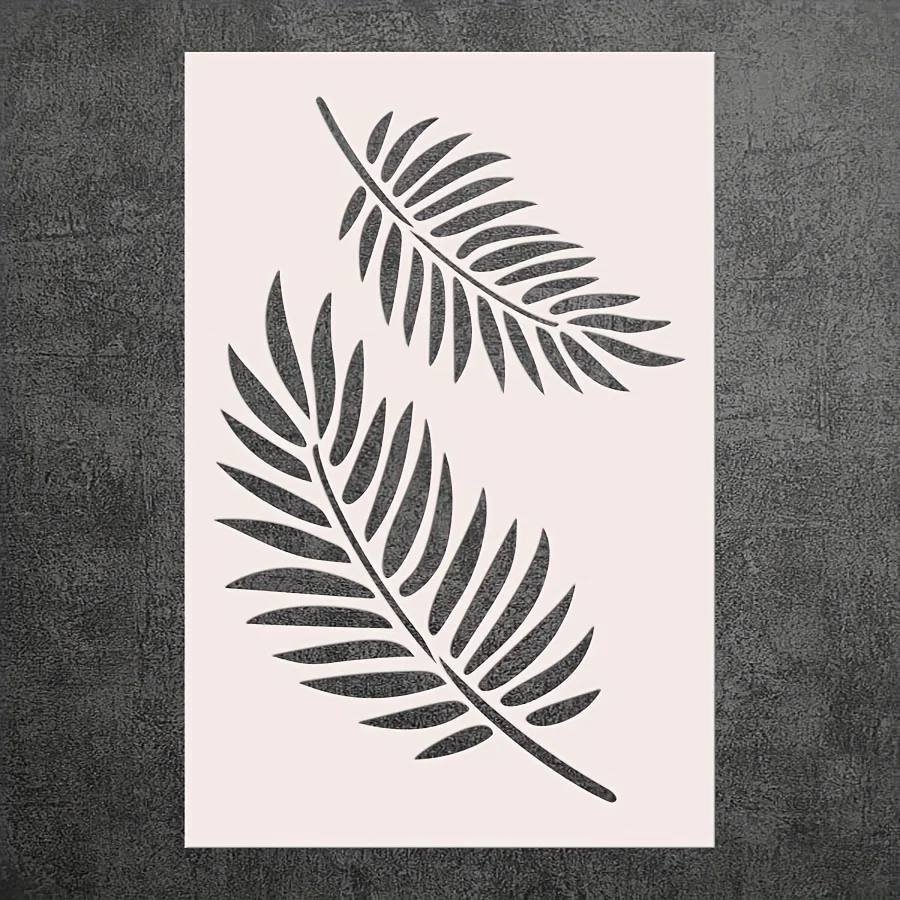 1PC 11,8x17,7 inch palmblad stencil voor muur en meubels schilderen, herbruikbare tropische plant sjabloon voor thuis kunst DIY