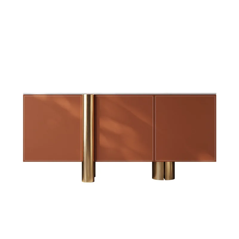LTT size round restaurant side cabinet integrated against the wall modern simple light luxury stainless steel slate