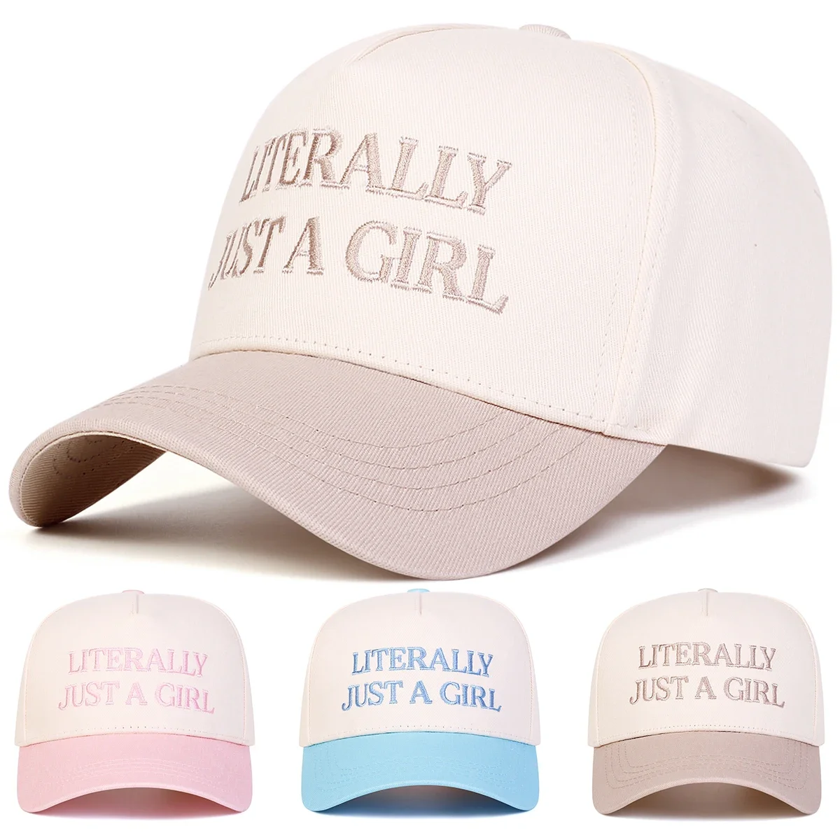 Unisex-Baseballmützen mit Stickerei „LITERALLY JUST A GIRL“, für Frühling und Herbst, für den Außenbereich, verstellbare Freizeithüte, Sonnenschutzhut, Sportkappe
