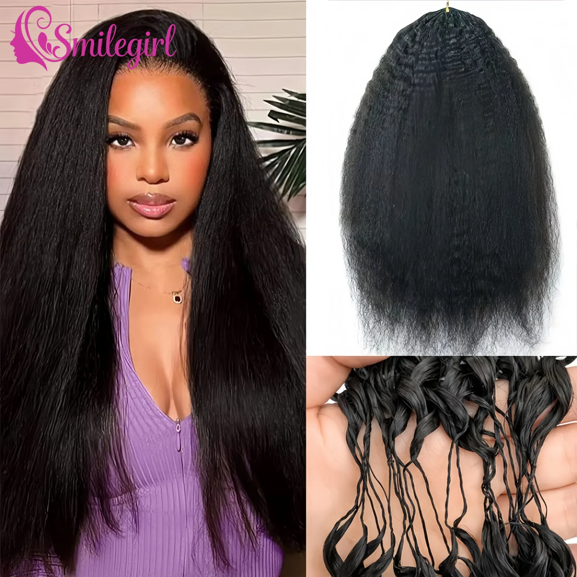 

Наращивание волос 12A Kinky Straight Crochet из 100% натуральных волос, без узлов, предварительно разделенные, легкие, многоразовые, для крючкового плетения