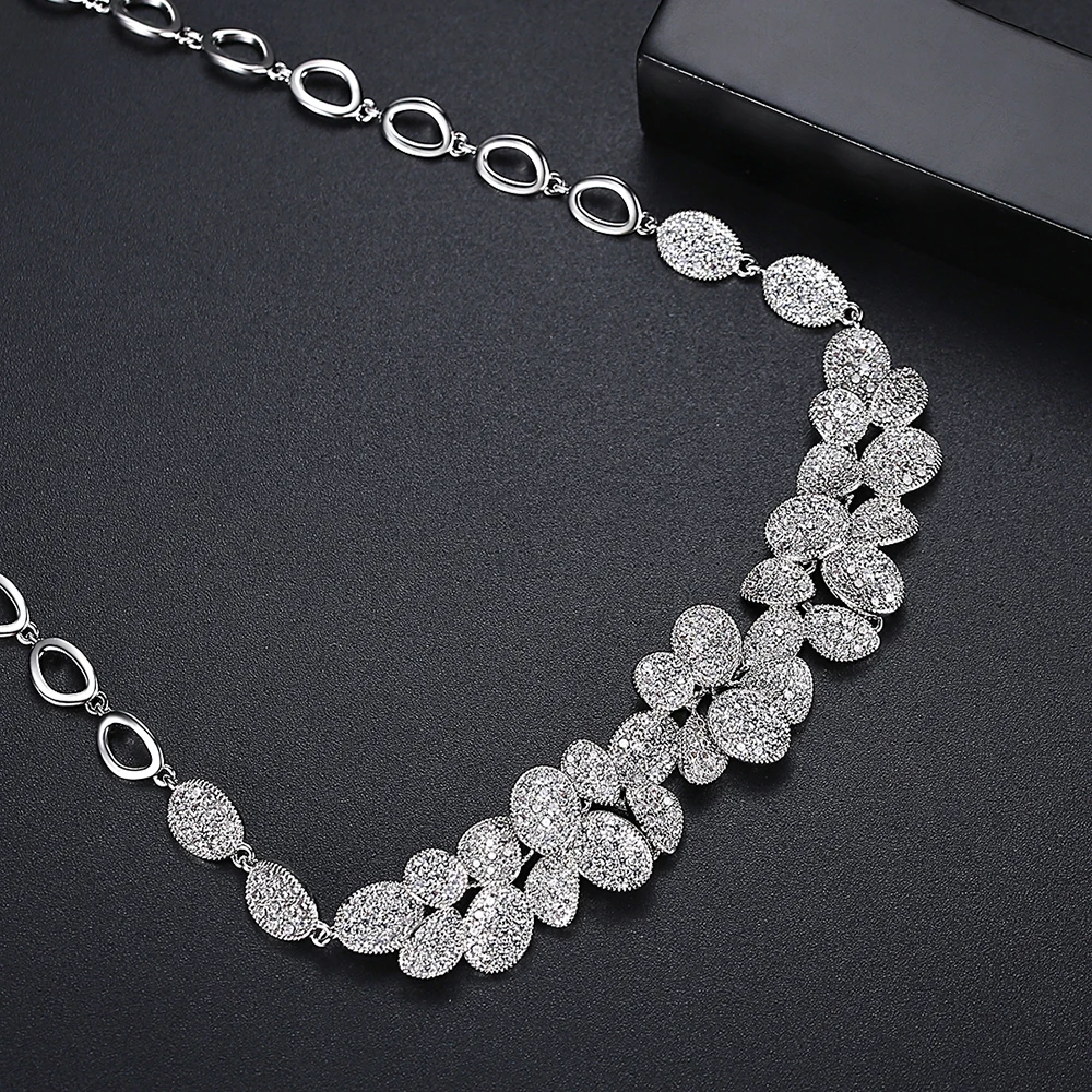 LUOTEEMI Luxury CZ Chocker Necklace Women Luxurious Cubic Zirconia Flower Wedding Charm Bridal Necklaces Jewllery Delicate CZ