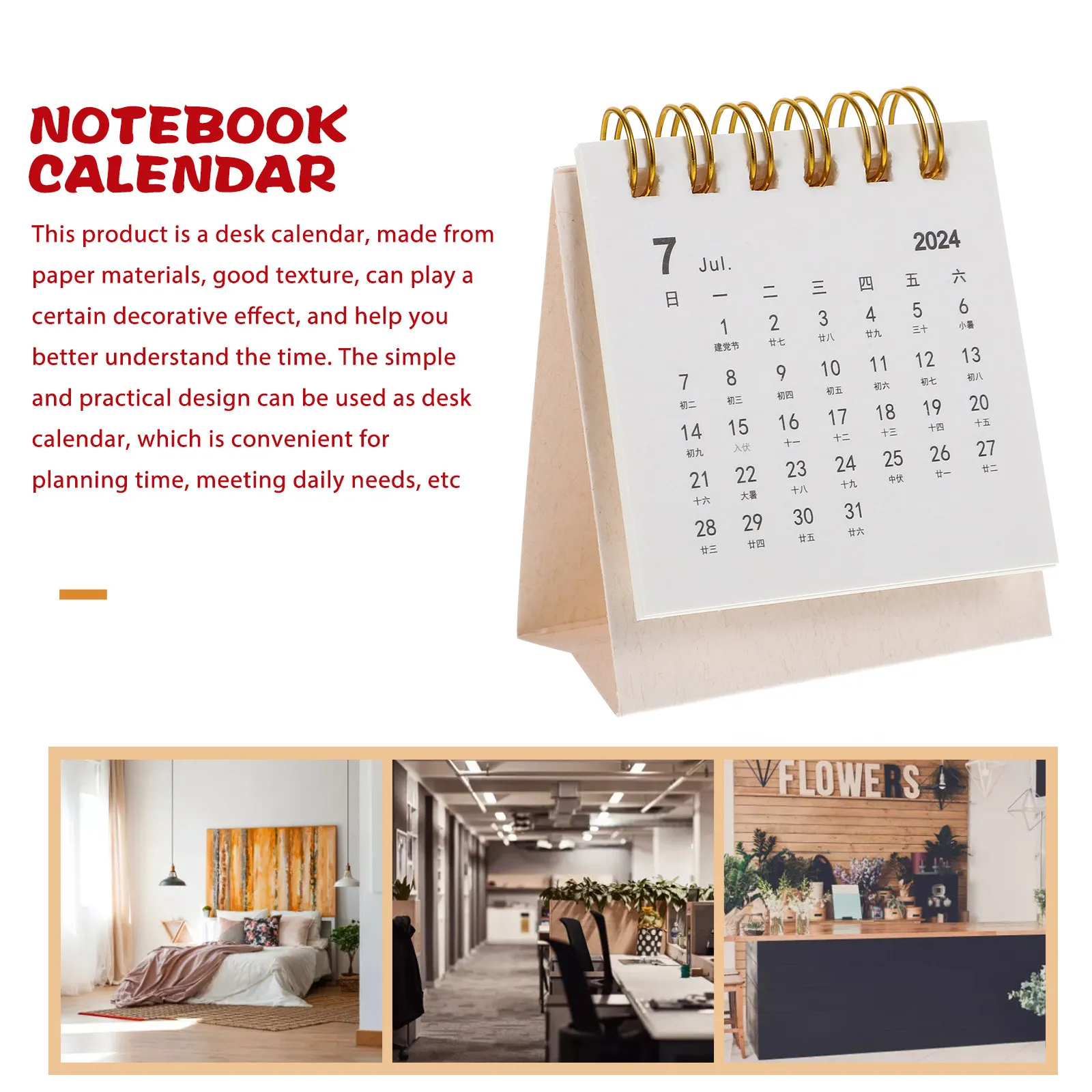 Small Desk Calendar 2024 Paper Desktop Table Calendar Decorative Office Accessory Standing Monthly Planner for Daily Planning