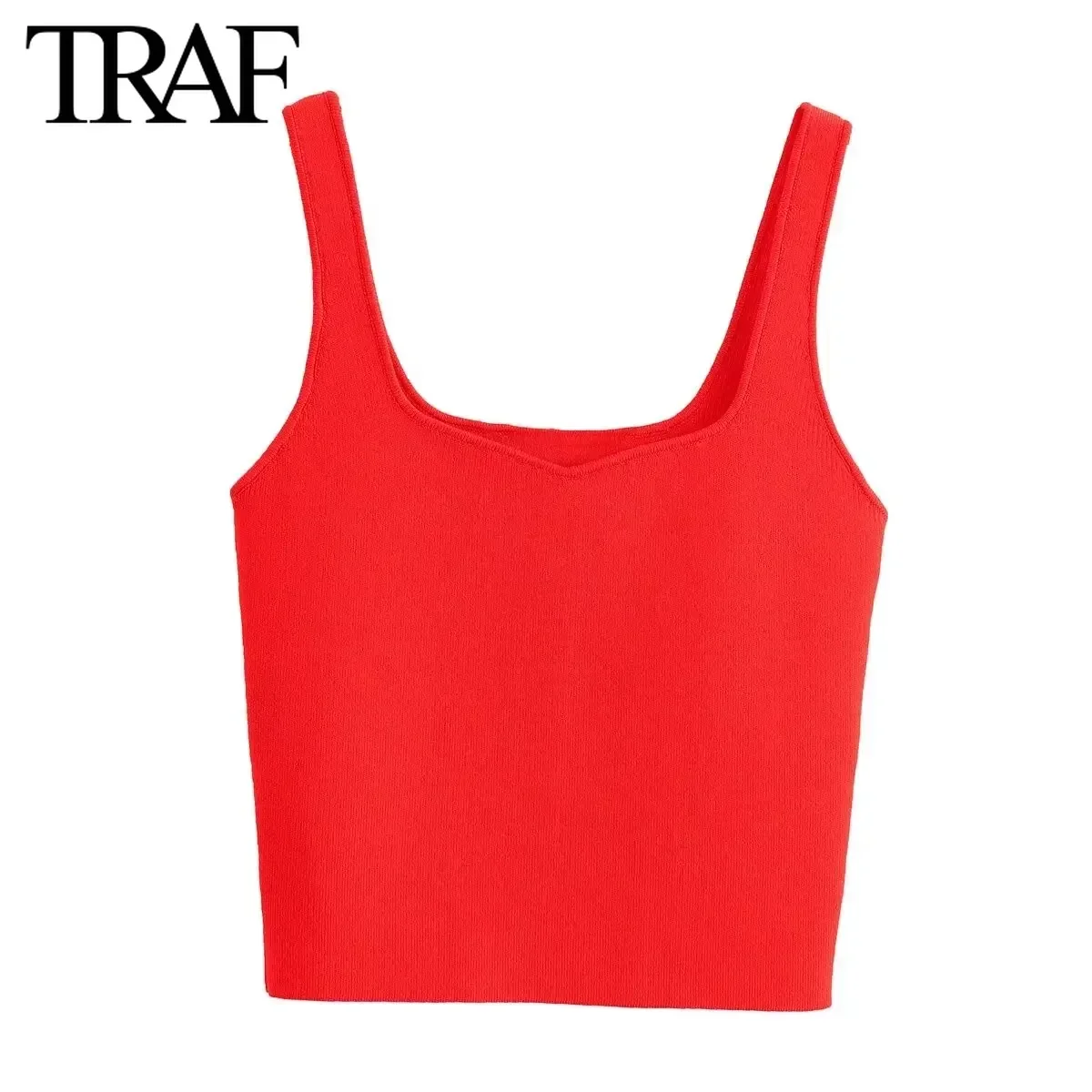 TRAF Women Fashion Summer New Solid Color Backless Sling Crop Simple Knitted Short Top Chic Female Sexy Streetwear Vest Mujer