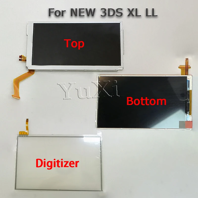 Yuxi-new3ds xl ll用の交換用LCDディスプレイ,タッチスクリーンデジタイザーパネル,交換用コンソール,上下,1個