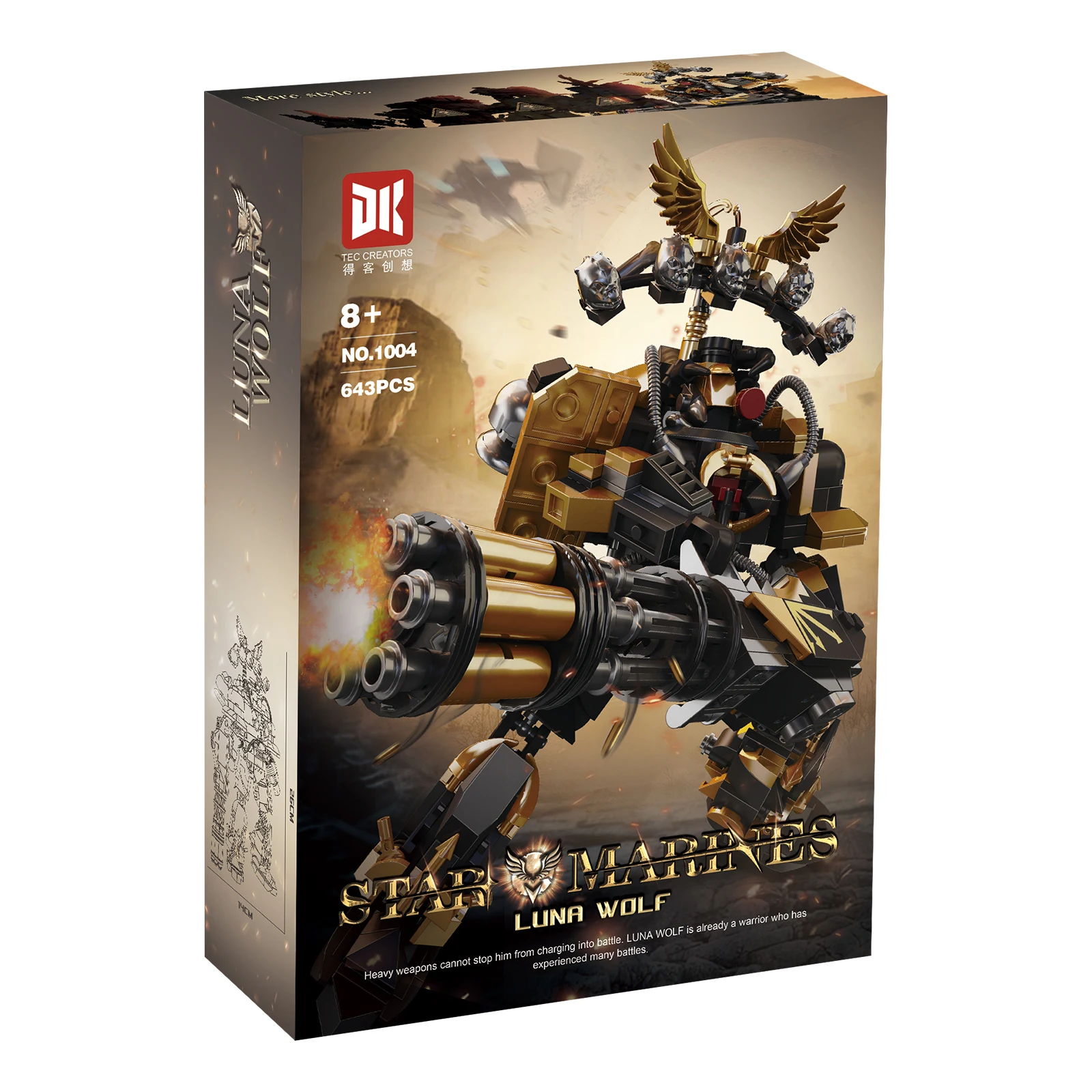 DK1003 Sci-Fi Mecha Building Kit 643PCS Red Armored Warrior Model Desktop Decoration Diy Toy For Kids Collectors Holiday Gifts