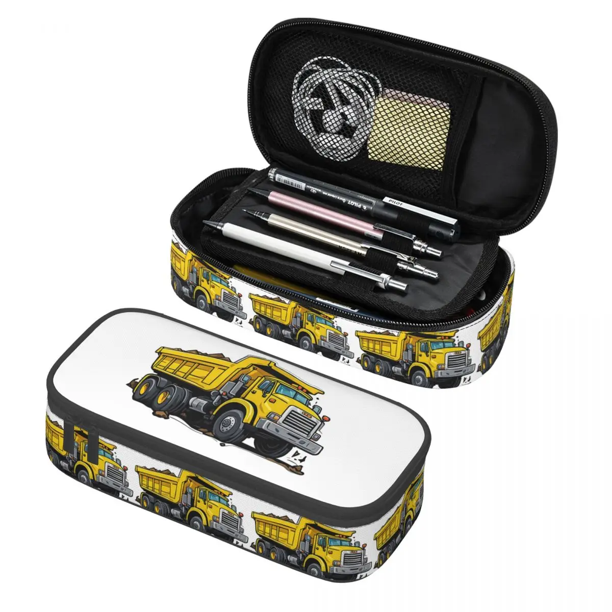 

Cartoon Yellow Heavy Duty Cargo Truck Excavator Pencil Cases for Student Pen Box Pencil Bag Big Capacity Pencil Pouch Pen Holder