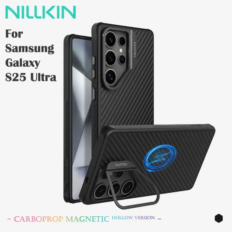 

NILLKIN Magnetic Case for Samsung Galaxy S25 Ultra, Metal Frame Holder, Aramid Fiber Protection, Total Armor, Magesafe BackCover
