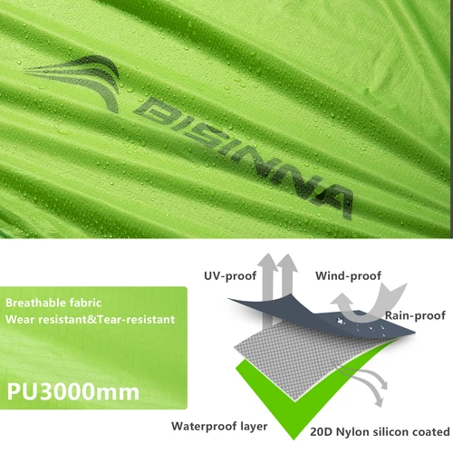 Imagen 2 del producto BISINNA-tienda de campaña ultraligera para 2 personas, 20D, 380T, nailon, doble capa, impermeable, para senderismo, viajes, con estera gratis