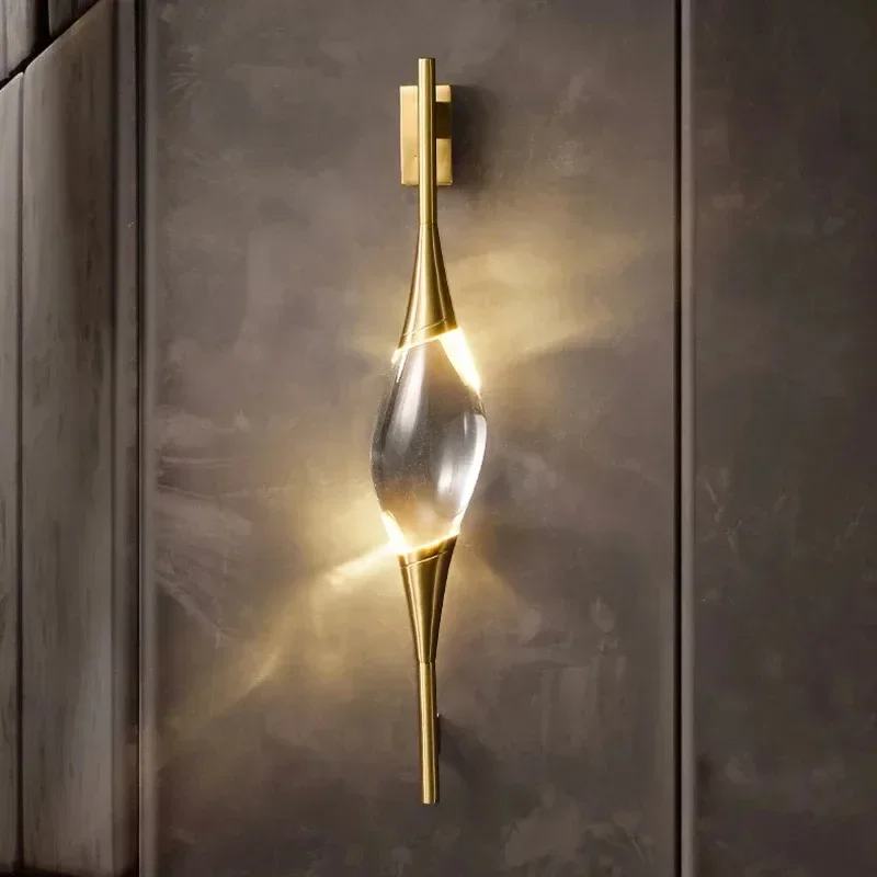 

Modern Luxurious Copper Crystal Wall Lamps LED Living Room Wall Lamps Bathroom Bedroom Foyer Dining Room Balcony Stairca Sconces