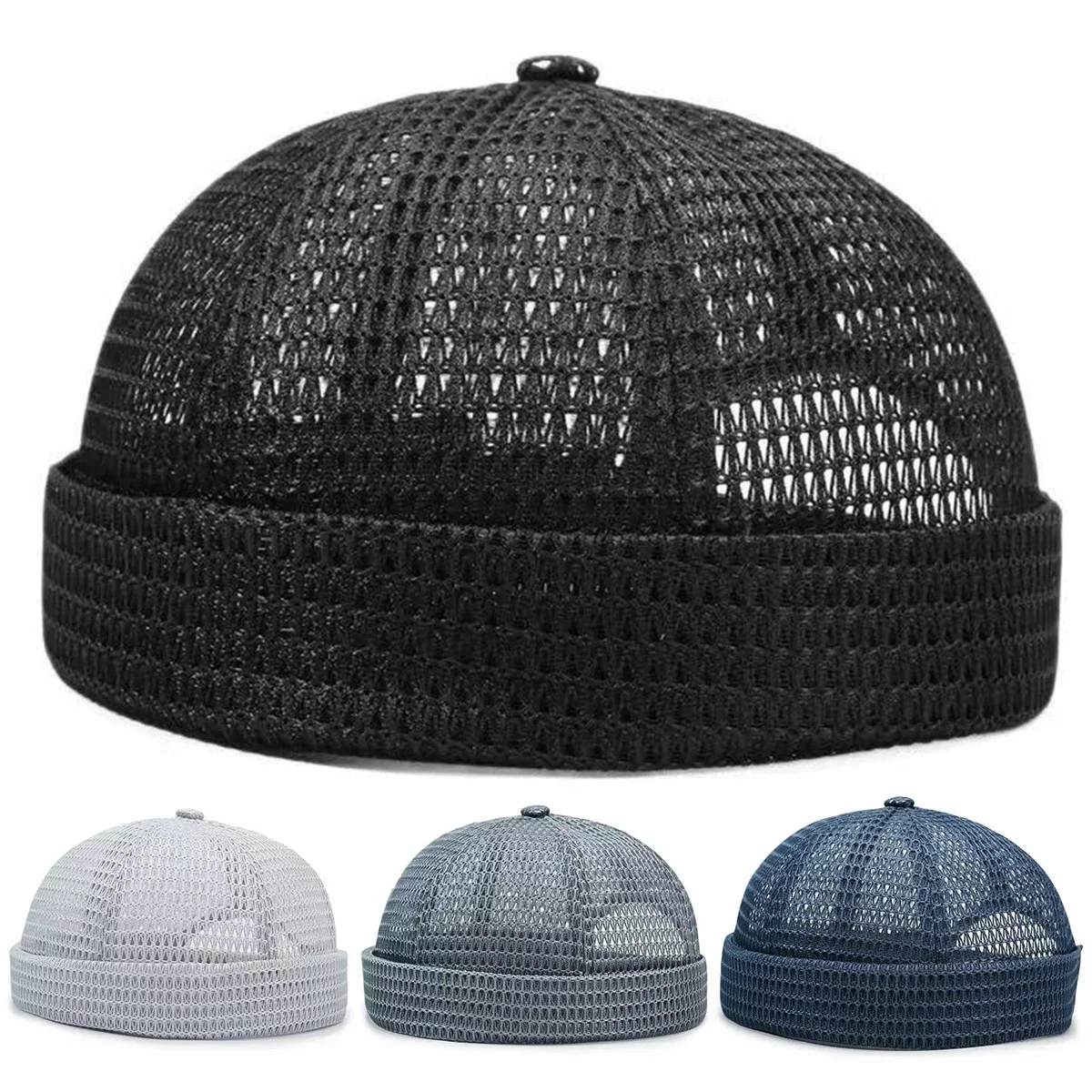 Unisex Solid Color Mesh Landlord Caps Spring and Summe Melon Skin Hats Literary Hip Hop Hat Painter Cap