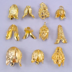10pcs/Lot Fashion Plant Flower New Alloy Material Pendant Tulip Lily Fringe Hollowing Flower Charms Necklace Earring Accessories