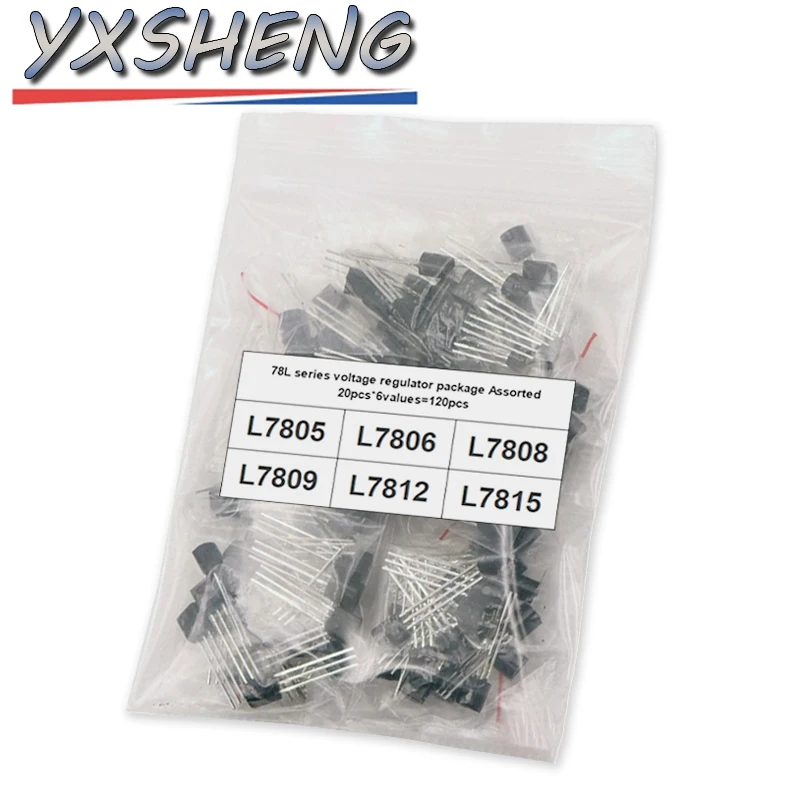 20pcs*6values=120pcs 78L05 78L06 78L08 78L09 78L12 78L15 TO92 TO-92 Transistor Kit 78L Series Voltage Regulator Package Assorted