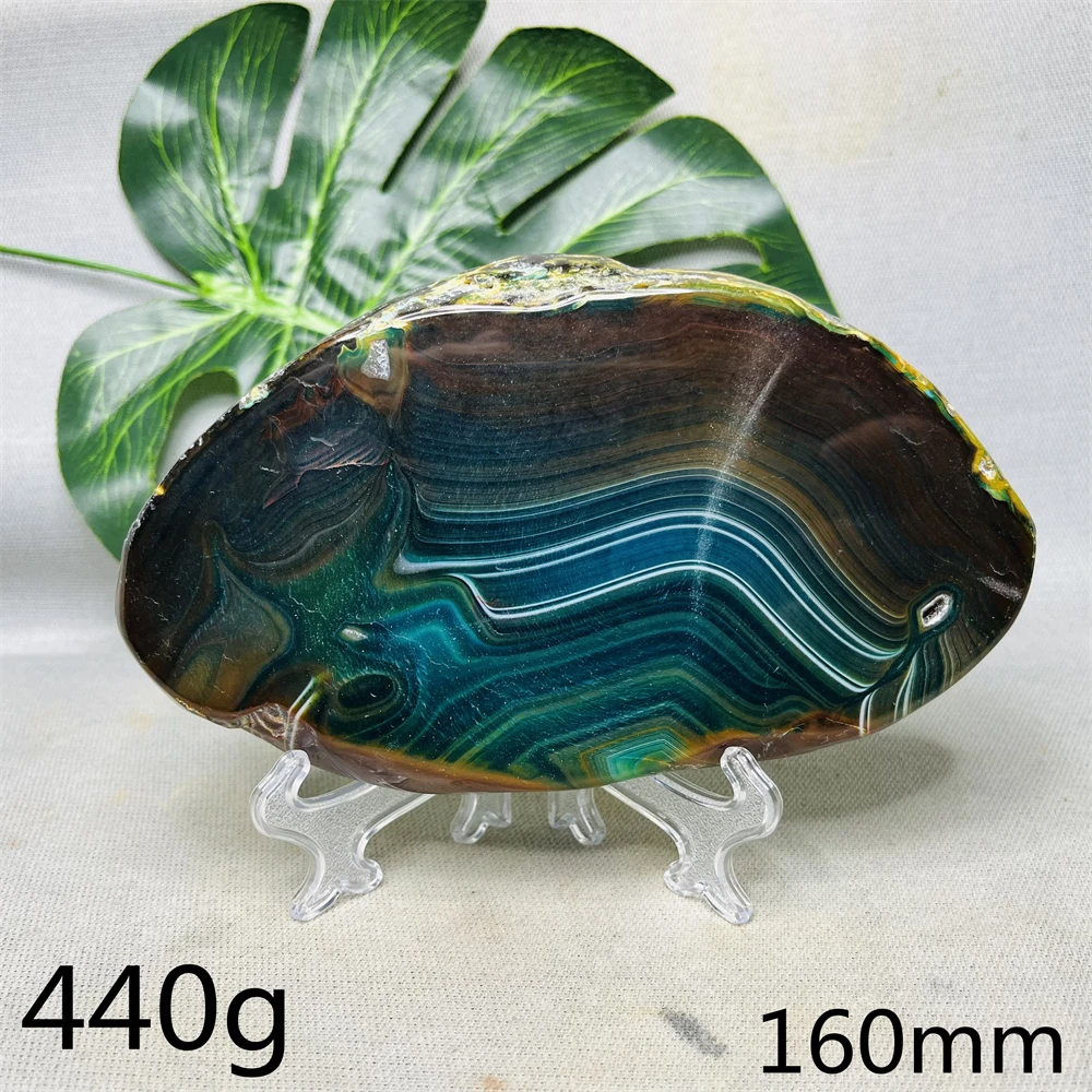 Natural Agate Gem Slice Blue Crystal Original Mineral Specimen Magic Mirror Modeling Home Room Decoration Gift Spiritual Healing
