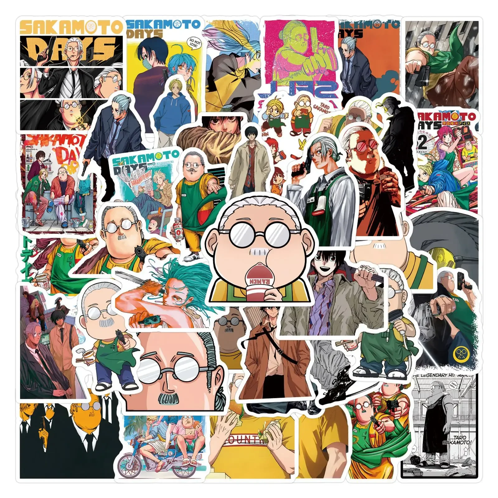 110PCS Sakamoto Tage Aufkleber Schlacht Komödie Animation Cartoon Graffiti Aufkleber Laptop Telefon Gitarre Auto Fahrrad Skateboard Kinder Geschenk