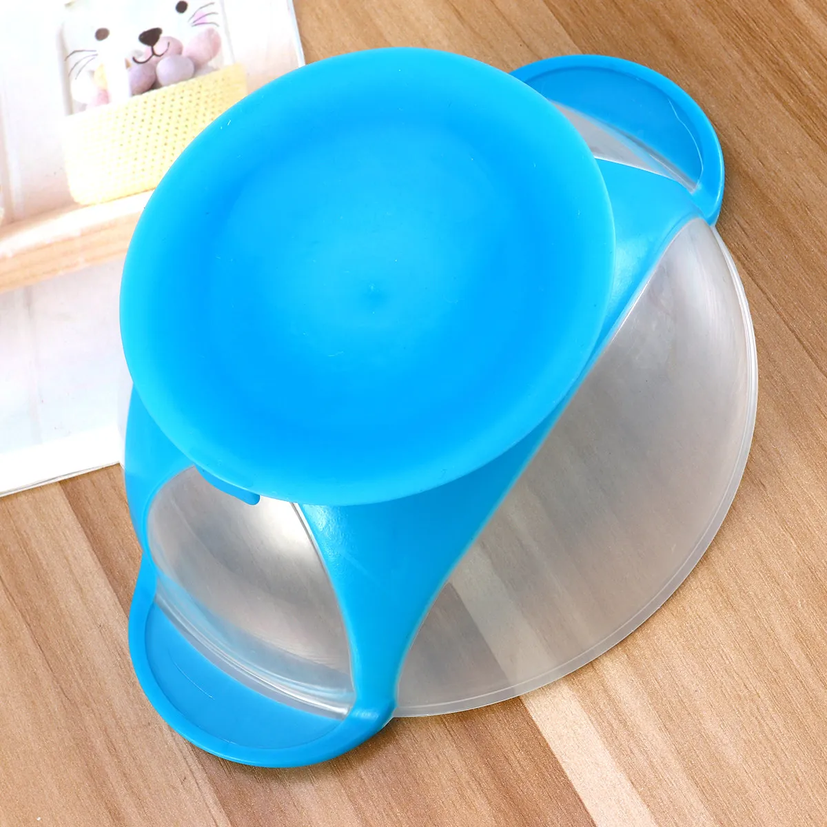 Pet Anti-Skid Dog Bowl Two Handle Plastic Food Water Feeding Dish for Cats Puppies Non-Slip Silicone Base Random Color