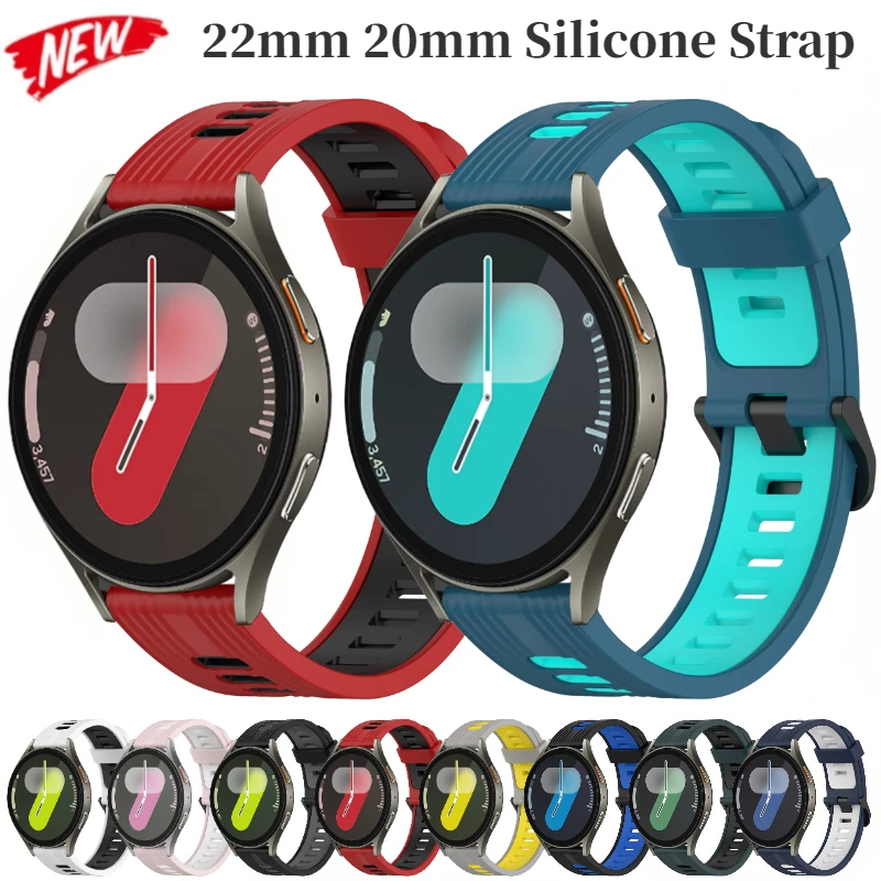 22mm 20mm Silicone Strap for Huawei Watch GT4/Runner 2/Amazfit GTR/Stratos Watch Bracelet Wristband for Samsung Galaxy Watch 7