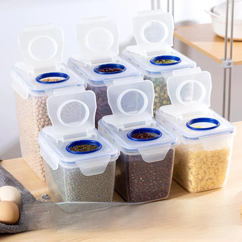 

Food ade Plastic Rectangular Sed Storage Jar Refrigerator Fren Box Flip Cover Kitchen Storage Container Five ains