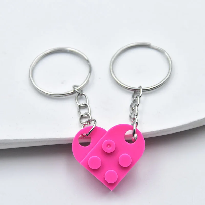 Heart Keychain Small Brick Matching Pendant for Couples