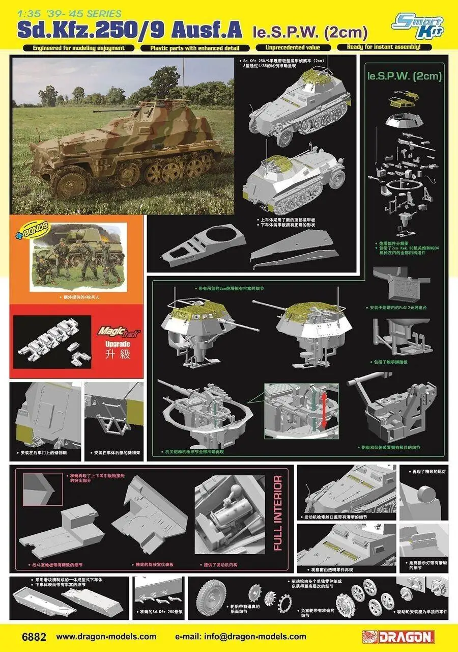 

DRAGON 6882 1/35 Sd.Kfz.250/9 Ausf.A le.S.P.W.(2cm) Model Kit