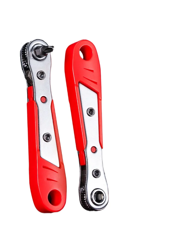 Reversible Ratchet Screwdriver Set Right Angle Wrench Phillips Slotted Bits Kit for Auto Repair & Furniture Assembly