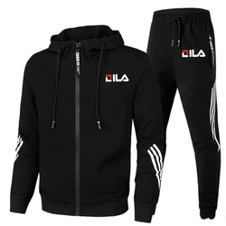 Conjunto de 2 piezas de ropa deportiva para hombre, chaqueta con cremallera, pantalones deportivos informales, ropa de marca para correr, primavera y otoño, nuevo