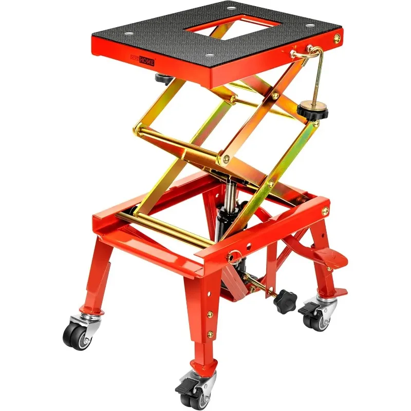 350 Lbs Heavy  Hydraulic Motorcycle Lift Jack Table Foot Operated ATV Dirt Bike Scissor Stand with 4 Wheels